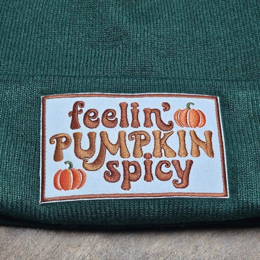 NWT Green Soft Knit Beanie With Embroidered Patch